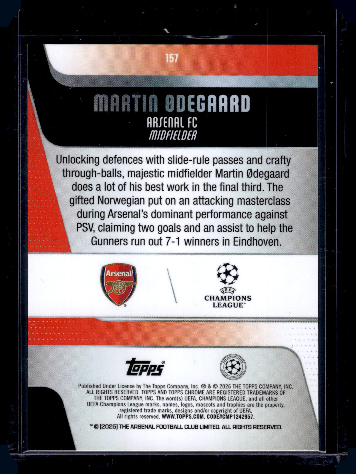 HL-INV 2026 Topps Chrome UEFA Champions League Martin Ødegaard #157 Prism