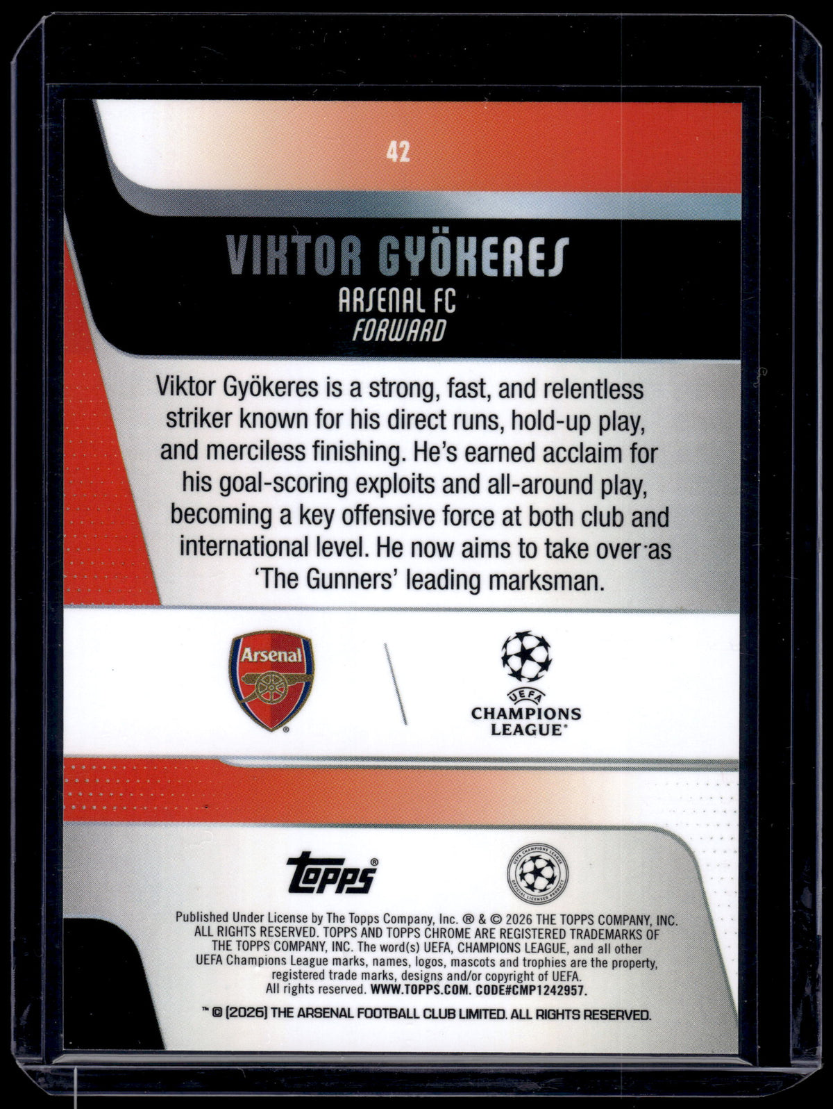 HL-INV 2026 Topps Chrome Viktor Gyökeres #42 Prism
