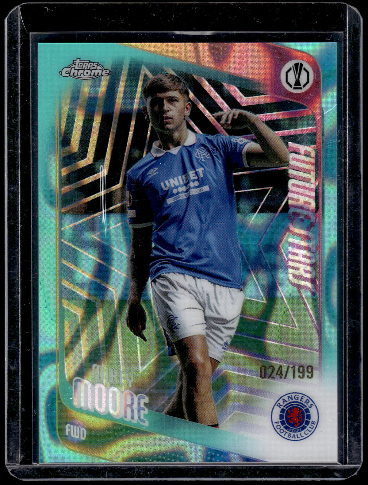 HL-INV 2026 Topps Chrome UEFA Club Competitions Mikey Moore #56 Aqua Lava /199