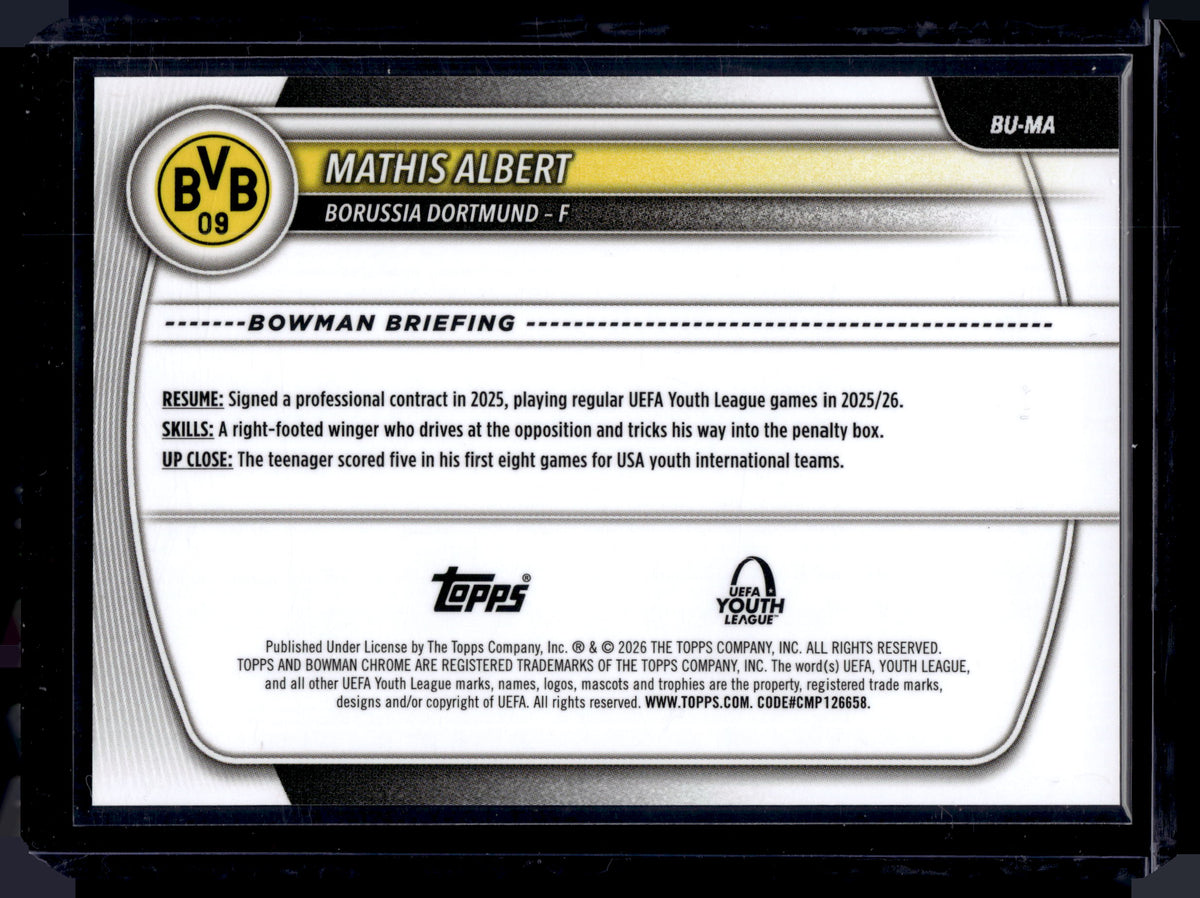 HL-INV 2026 Topps Bowman Chrome Mathis Albert #BU-MA Refractor 1st Bowman
