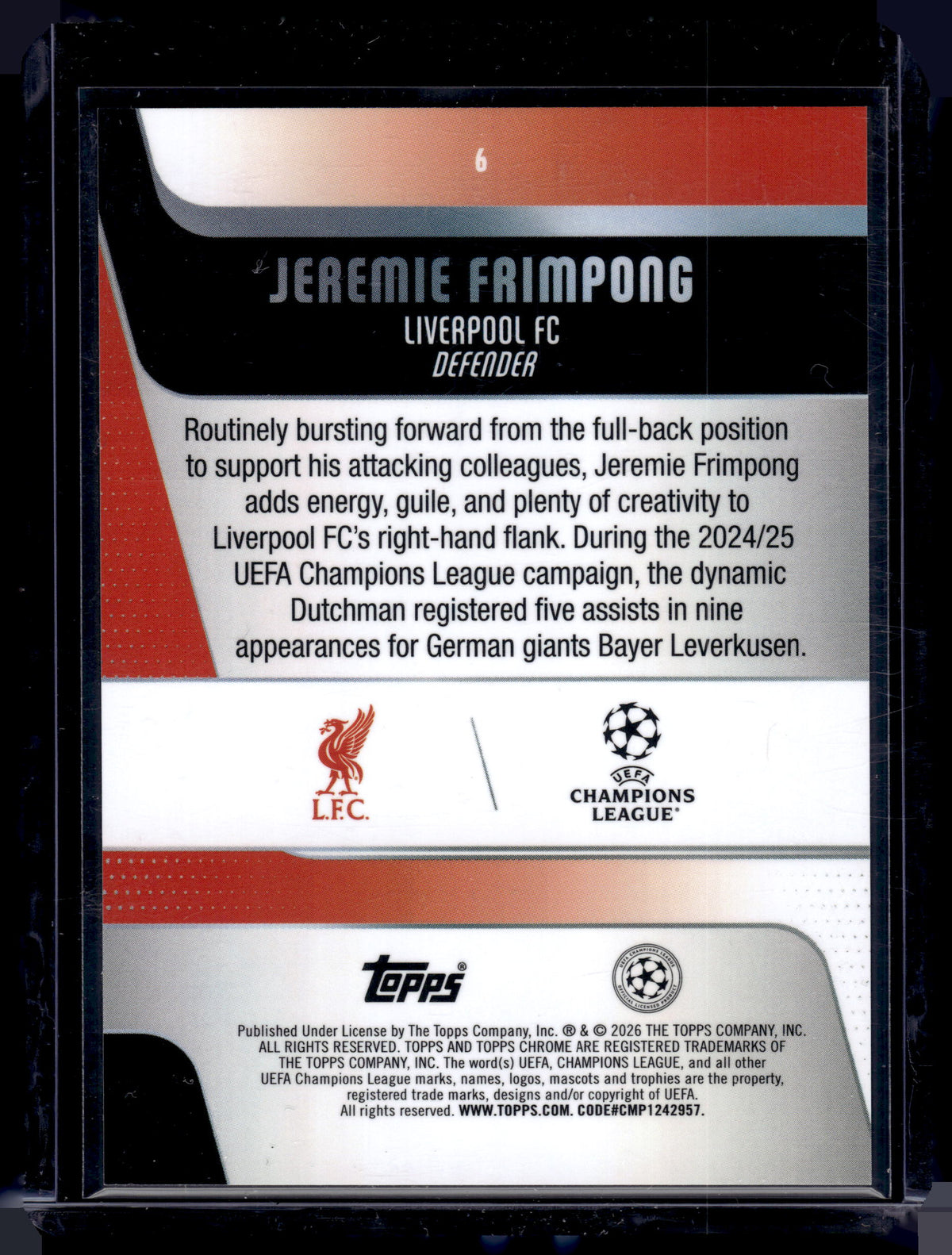 HL-INV 2026 Topps Chrome Jeremie Frimpong #6 Prism