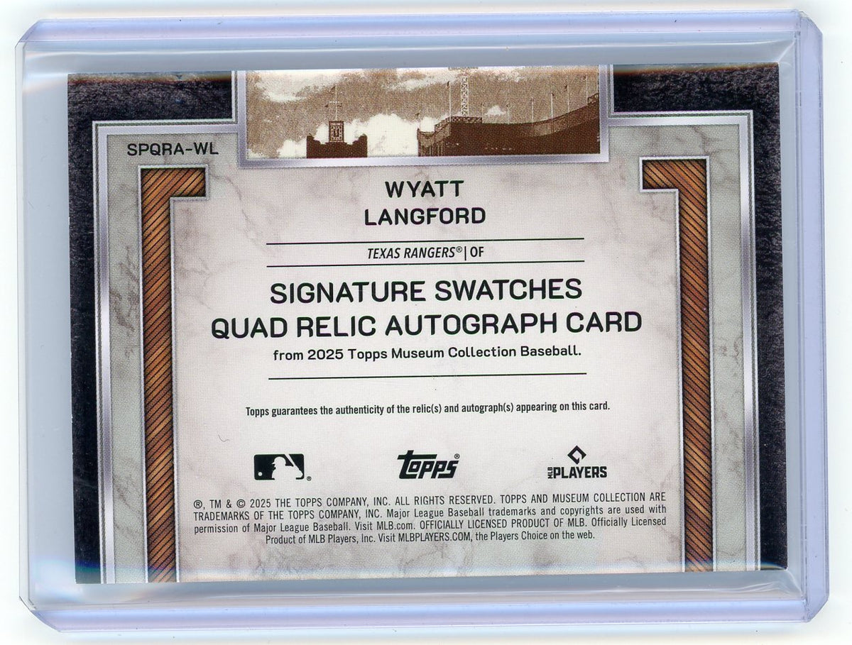 HL-P01 2025 Topps Museum Collection Wyatt Langford #SPQRA-WL /99 Quad Relic Auto