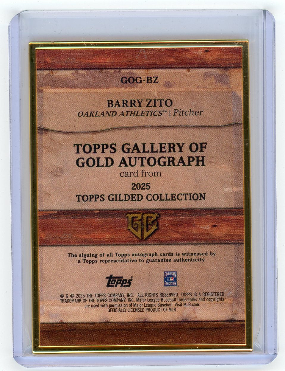 HL-P01 2025 Topps Gilded Collection Gallery of Gold Barry Zito #GOG-BZ /50 Auto