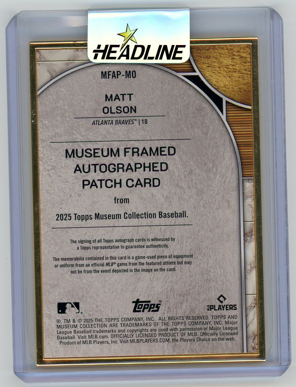 HL-P01 2025 Topps Museum Collection Matt Olson #MFAP-MO /10 Auto