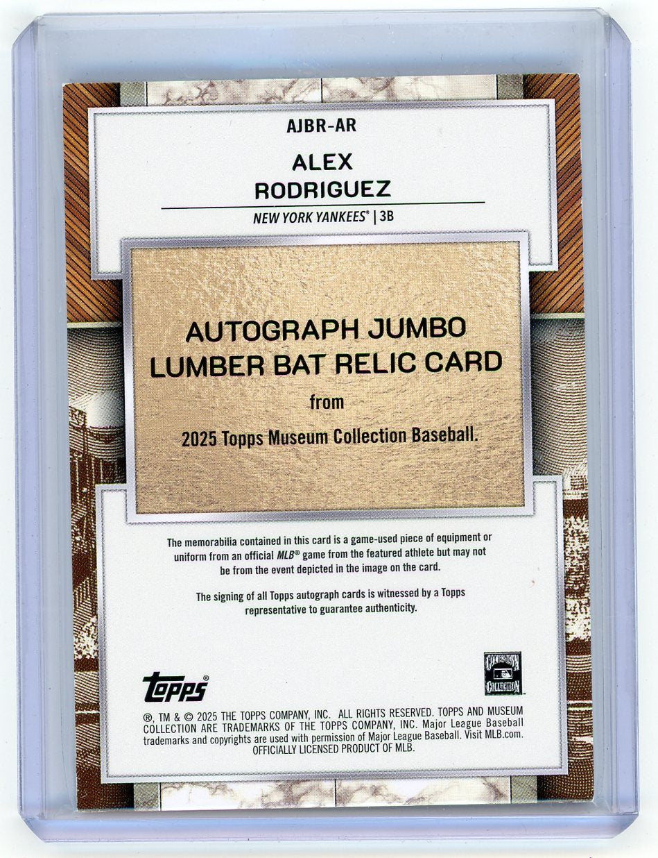 HL-P01 2025 Topps Museum Collection Lumber Bat Relic Alex Rodriguez #AJBR-AR /10