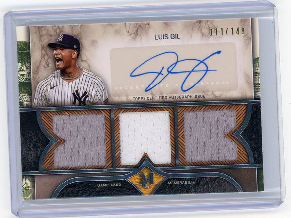 2025 Topps Museum Collection Luis Gil #SPTRA-LG /149 Triple Relic Auto