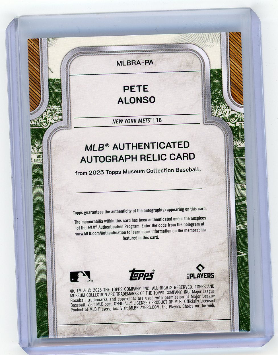 HL-P01 2025 Topps Museum MLB Authenticated Pete Alonso #MLBRA-PA /5 Auto