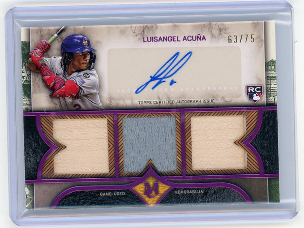 2025 Topps Museum Triple Relic Luisangel Acuña #SPTRA-LA /75 Auto RC