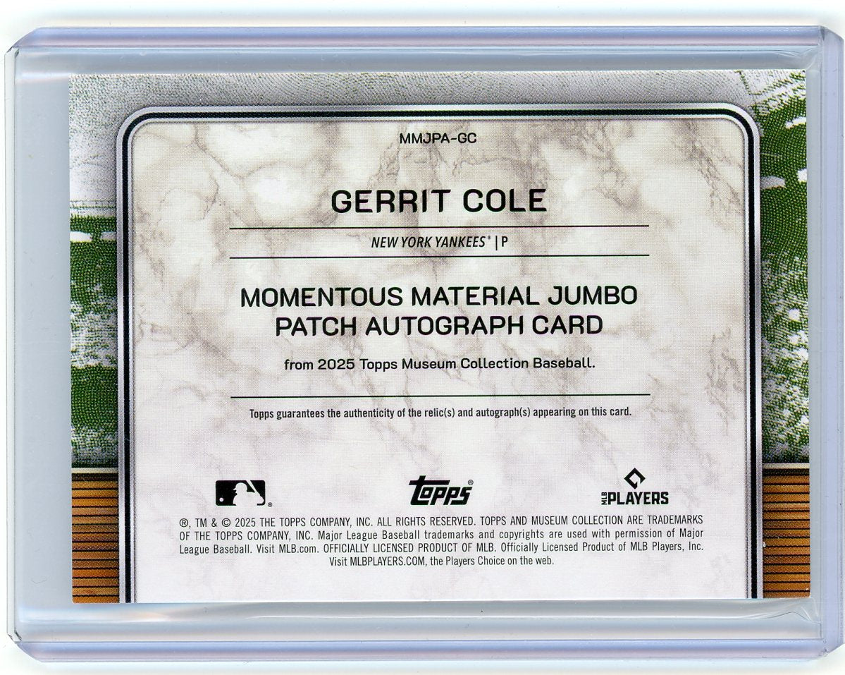HL-P01 2025 Topps Museum Momentous Material Gerrit Cole #MMJPA-GC /1 Auto
