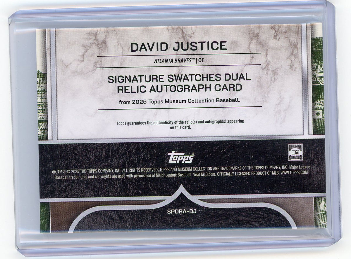 HL-P01 2025 Topps Museum Collection Dual Relic David Justice #SPDRA-DJ /75 Auto