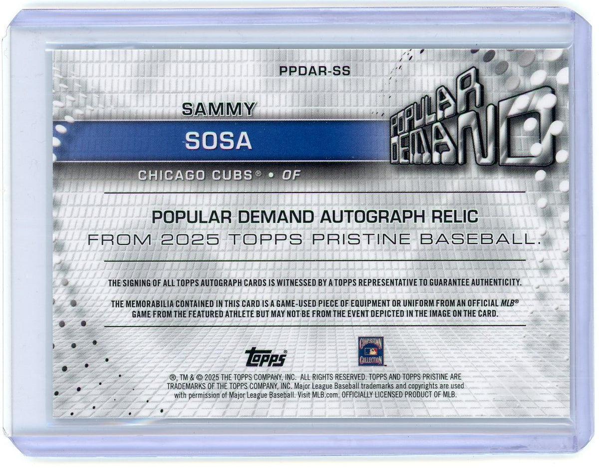 HL-P01 2025 Topps Pristine Popular Demand Sammy Sosa #PPDAR-SS Silver /55 Auto