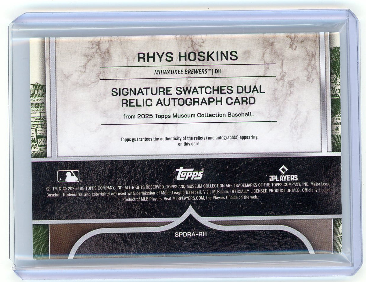 HL-P01 2025 Topps Museum Collection Dual Relic Rhys Hoskins #SSDRA-RH /50 Auto