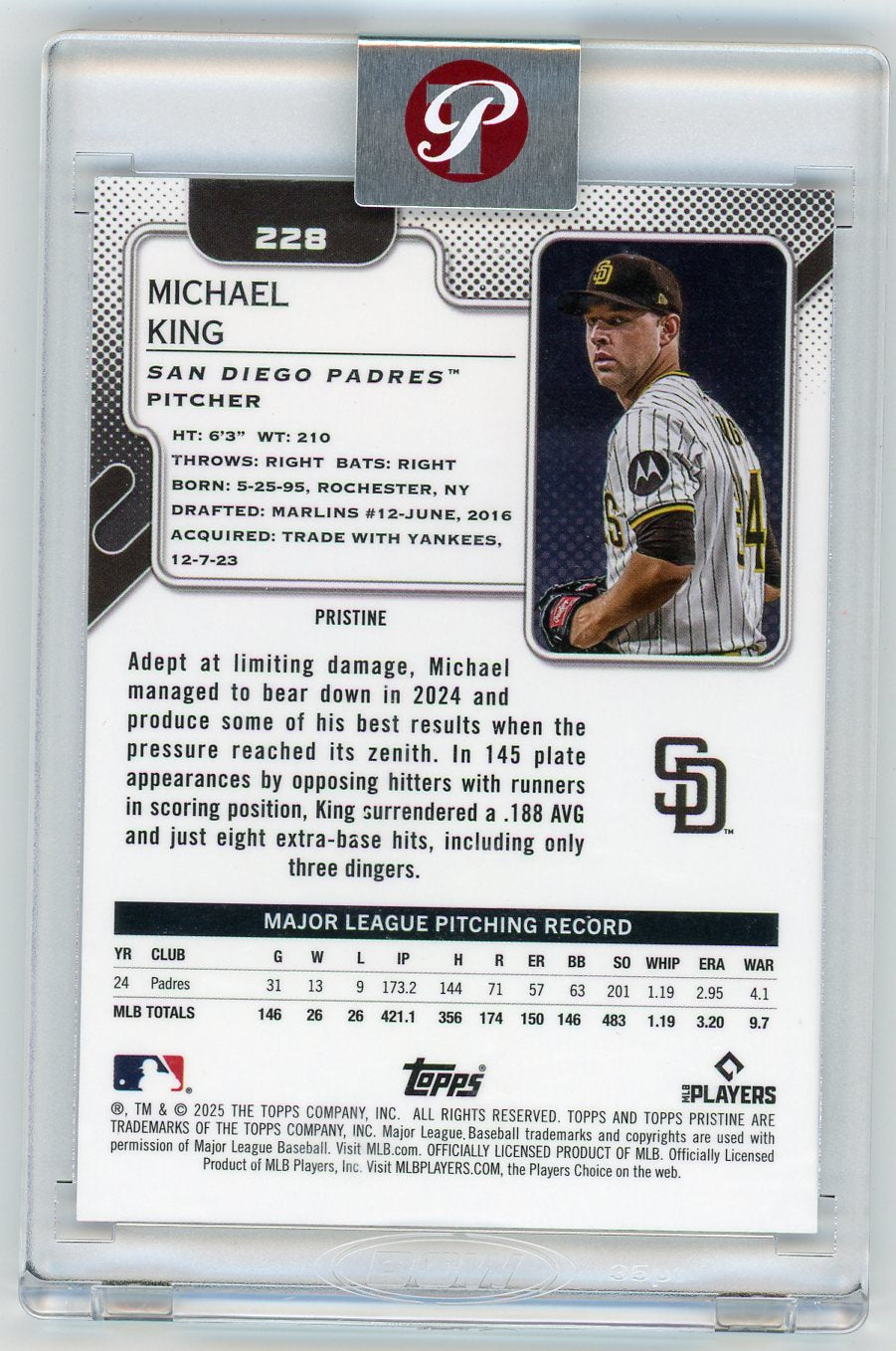 HL-P01 2025 Topps Pristine Michael King #228 Purple Refractor /99