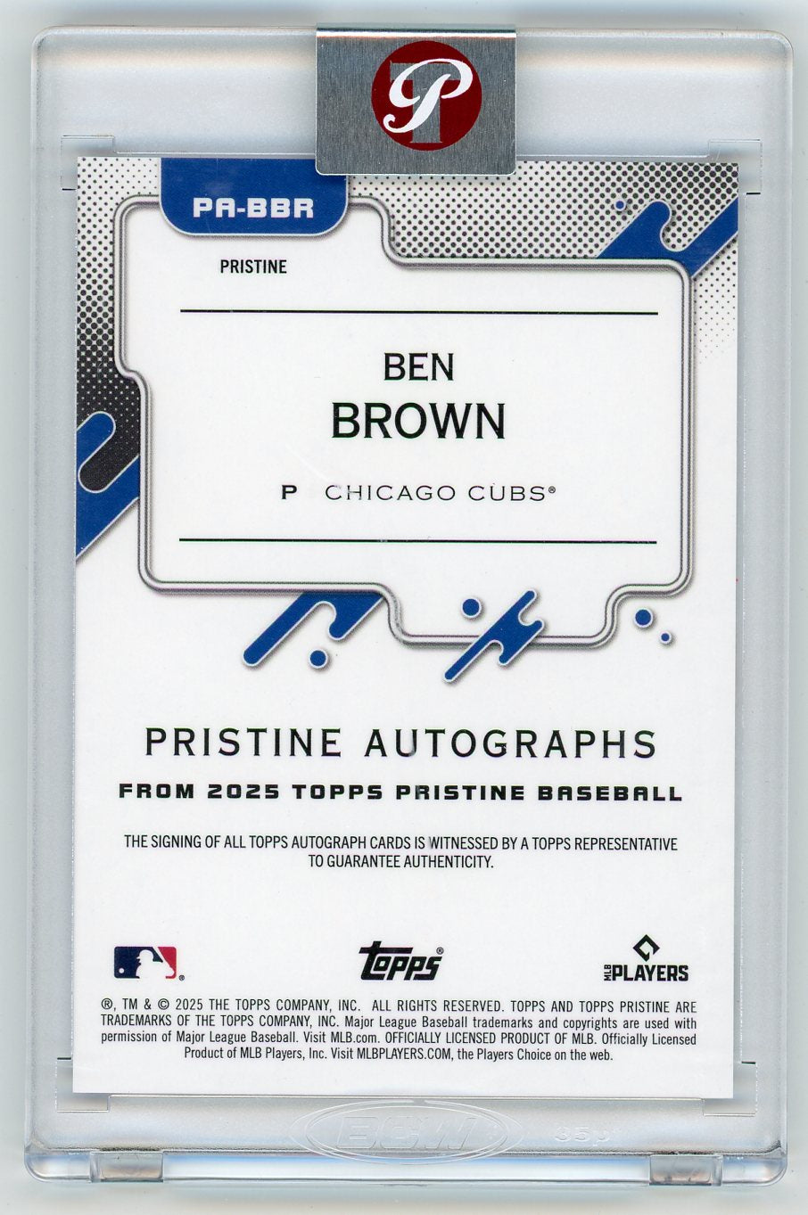 HL-P01 2025 Topps Pristine Ben Brown #PA-BBR Purple Refractor /99 Auto