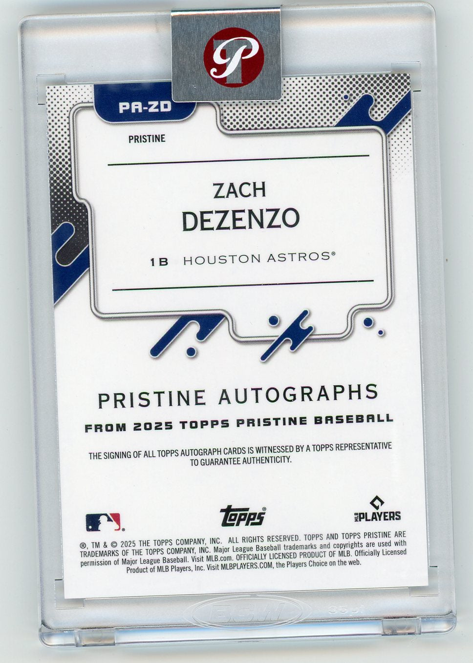 HL-P01 2025 Topps Pristine Zach Dezenzo #PA-ZD Gold Refractor /50 Auto RC