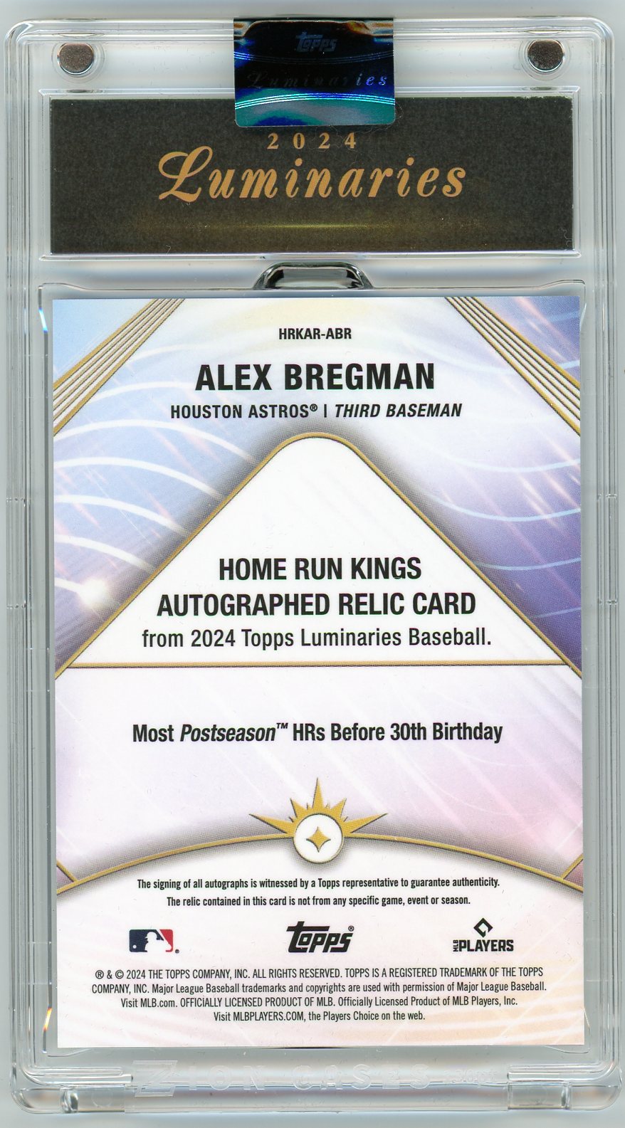HL-P04 2024 Topps Luminaries Home Run Kings Alex Bregman #HRKAR-ABR /10 Auto