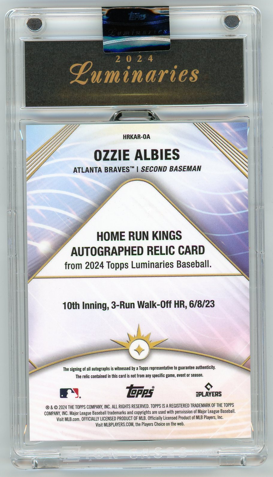 HL-P04 2024 Topps Luminaries Home Run Kings Ozzie Albies #HRKAR-OA /25 Auto