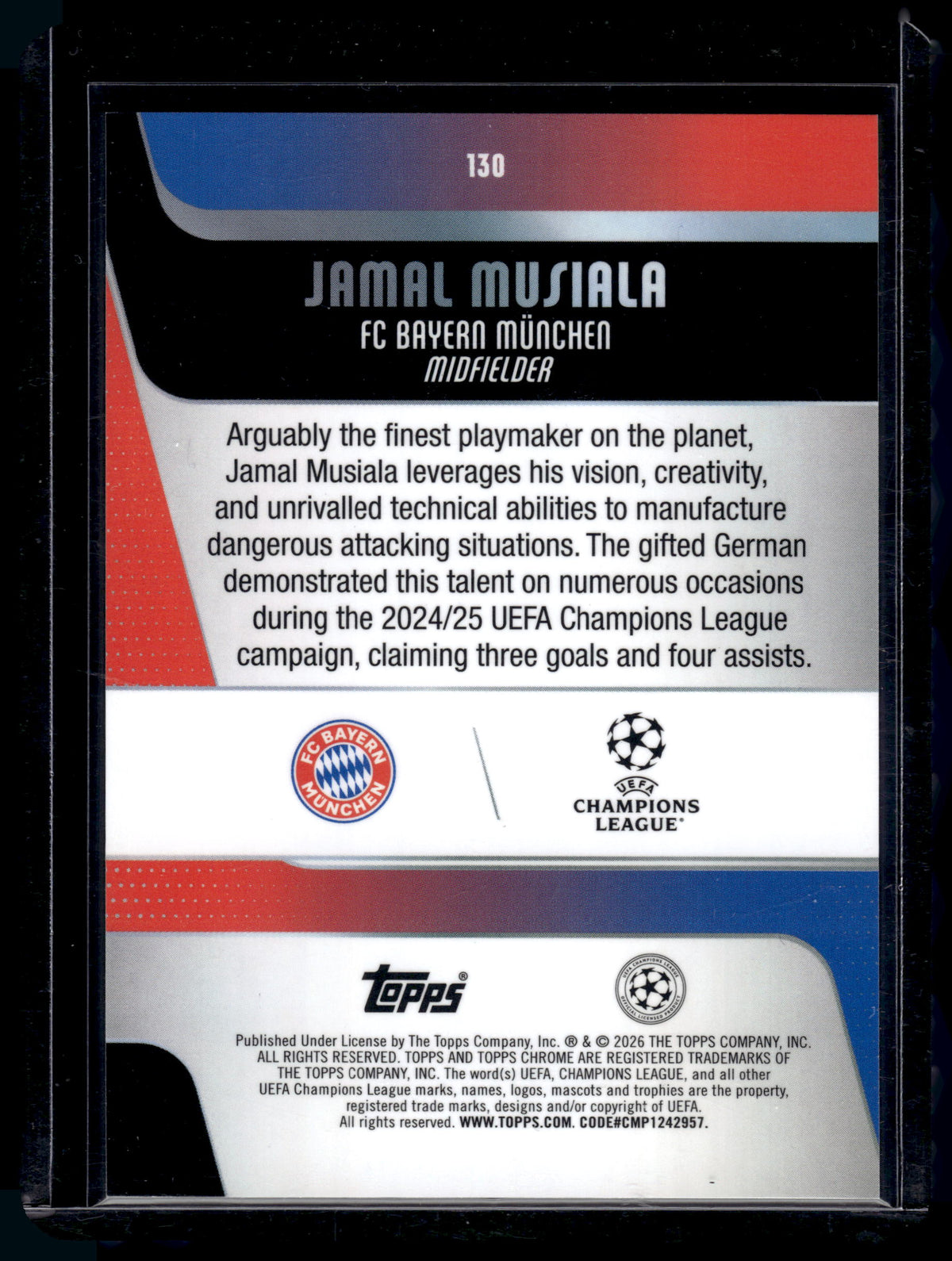 HL-P01 2026 Topps Chrome Jamal Musiala #130 Green Geometric /99