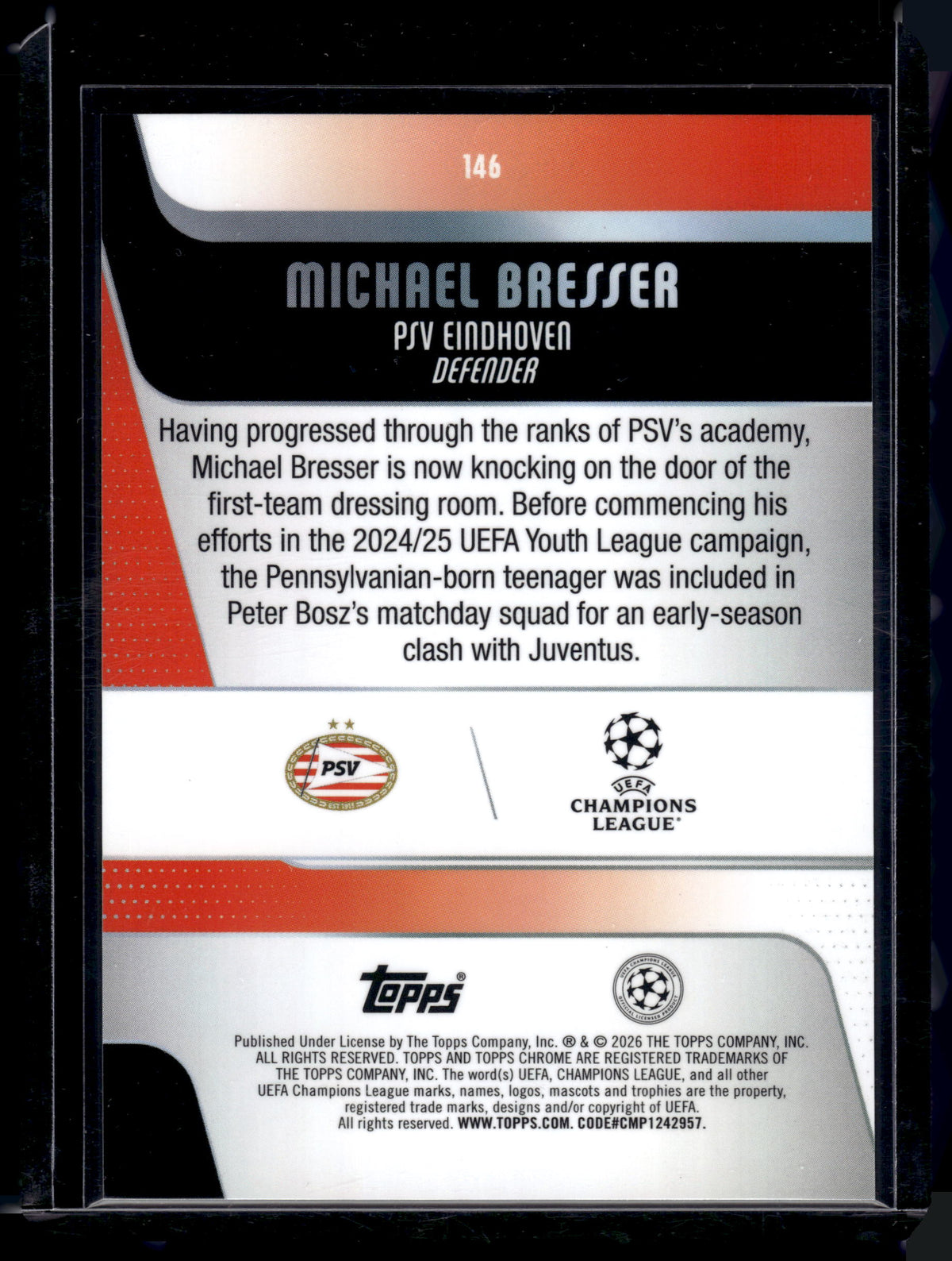 HL-P01 2026 Topps Chrome Michael Bresser #146 Green Geometric /99 RC