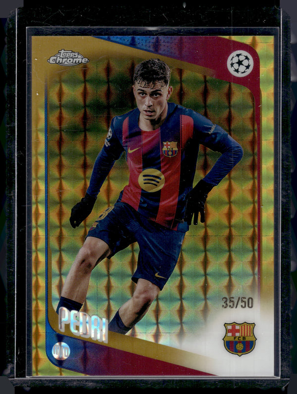 2026 Topps Chrome UEFA Champions League Pedri #196 Gold Geometric /50