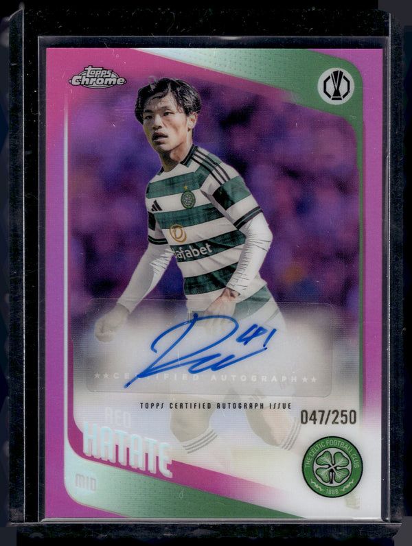 2026 Topps Chrome UEFA Club Competitions Reo Hatate #CA-HA Pink /250 Auto