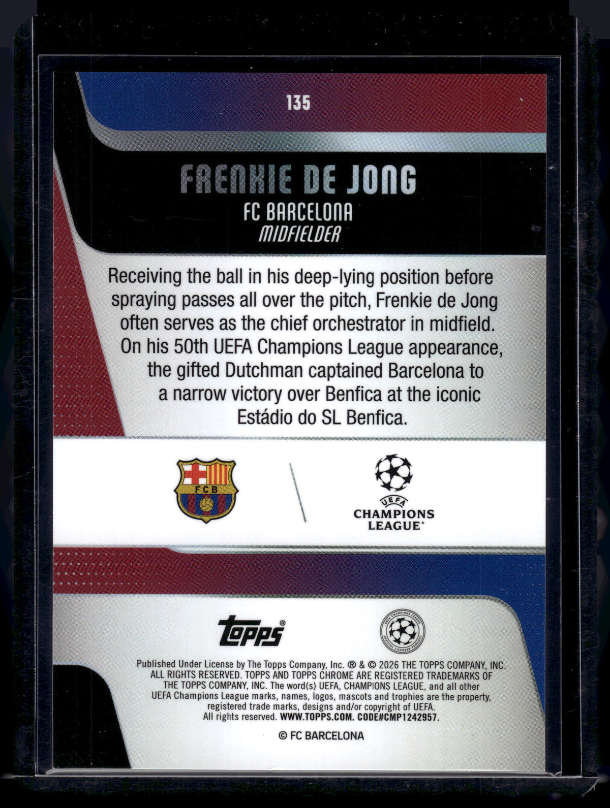 HL-P01 2026 Topps UEFA Club Competitions Frenkie de Jong #135 Purple Geo /75