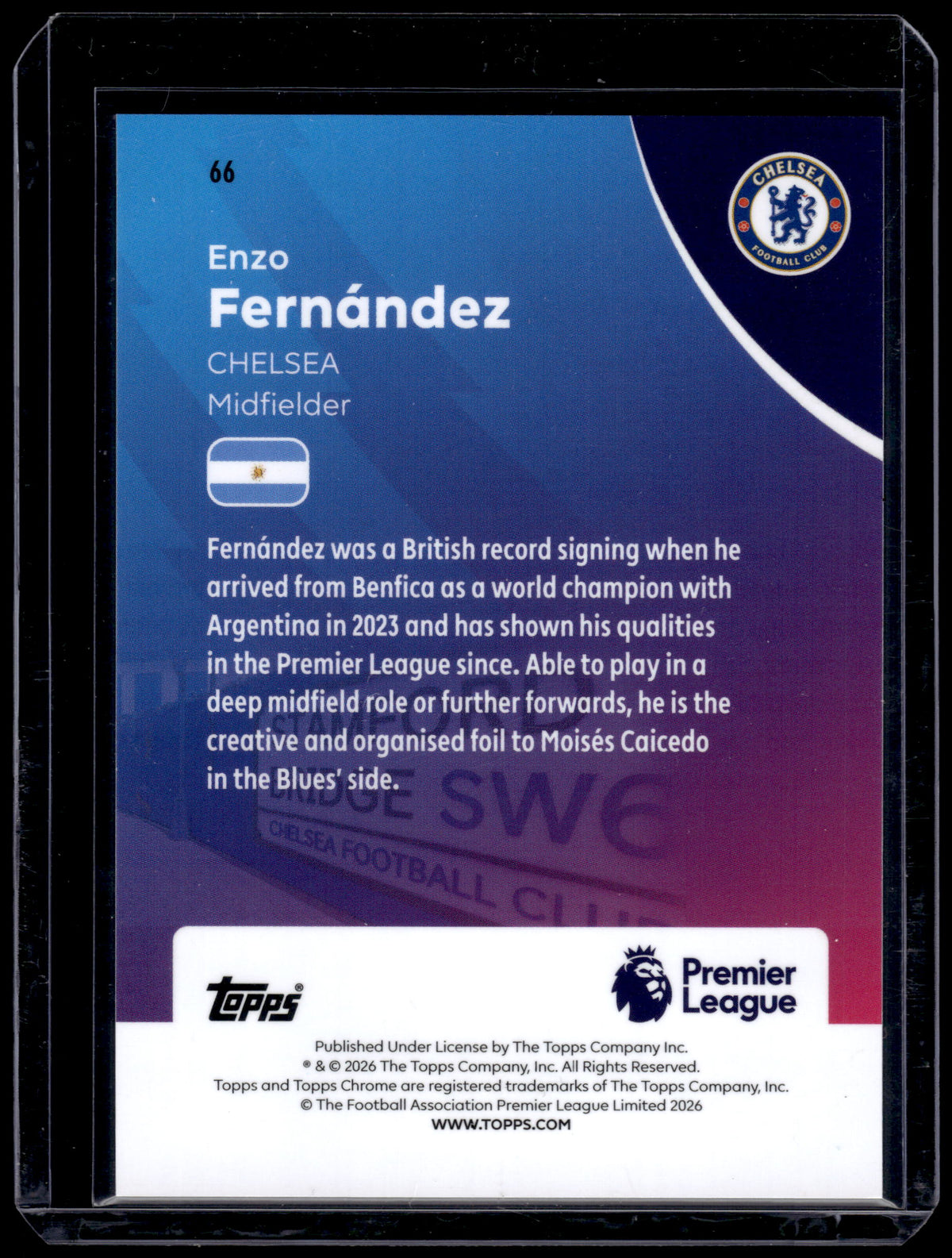 HL-P01 2025-26 Topps Chrome Premier League Enzo Fernández #66 Green Wave /99