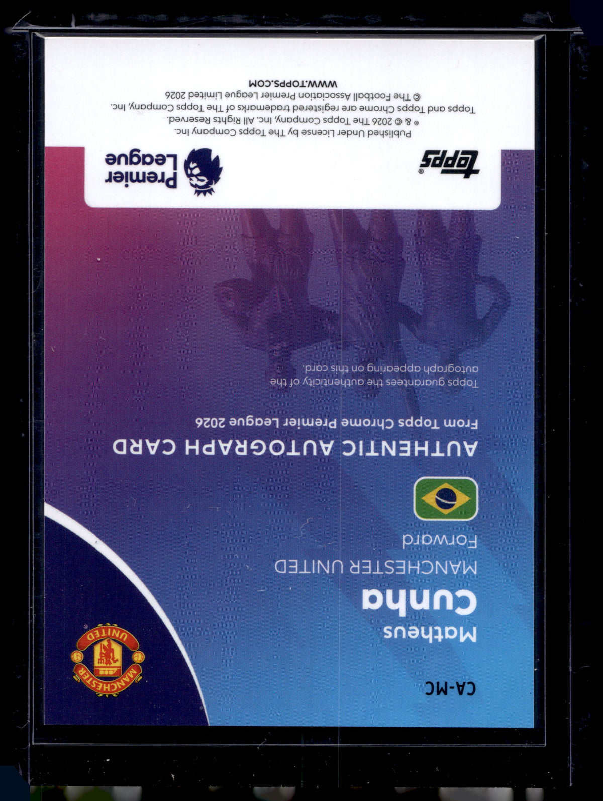 HL-P01 2025-26 Topps Chrome Premier League Matheus Cunha #CA-MC Blue /150 Auto