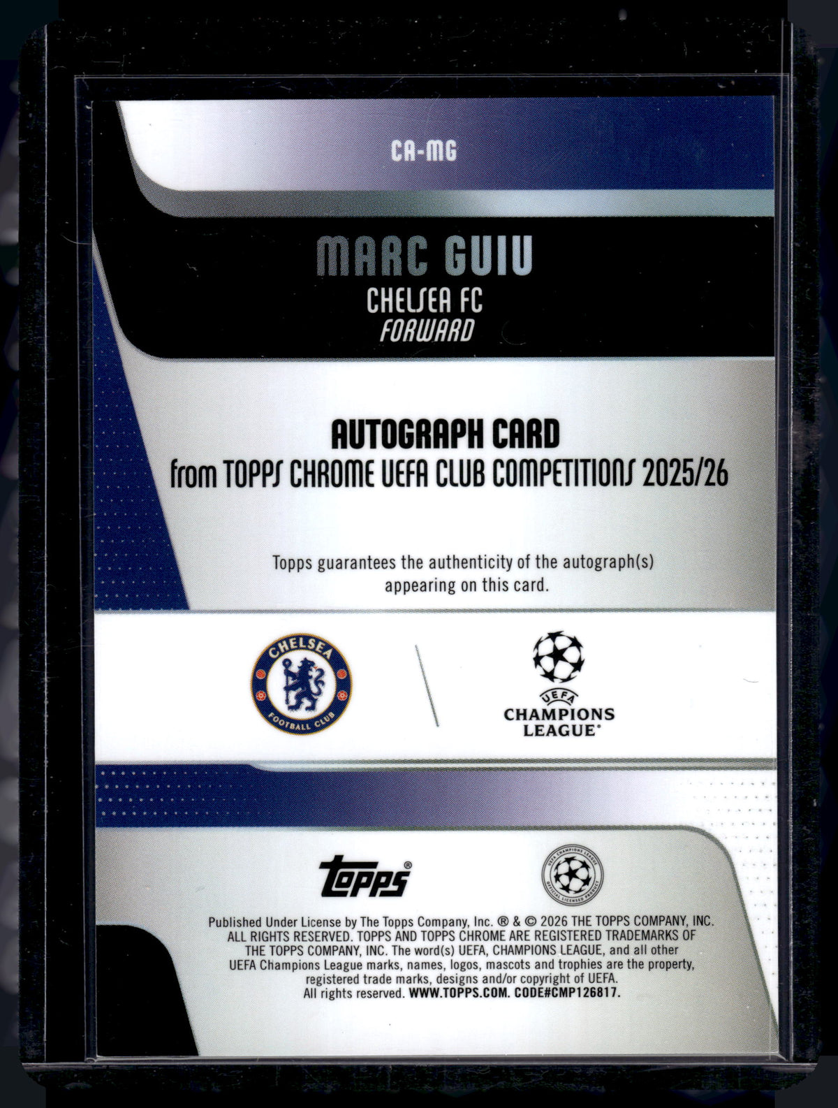 HL-P01 2025-26 Topps Chrome UEFA Club Competitions Marc Guiu #CA-MG Auto