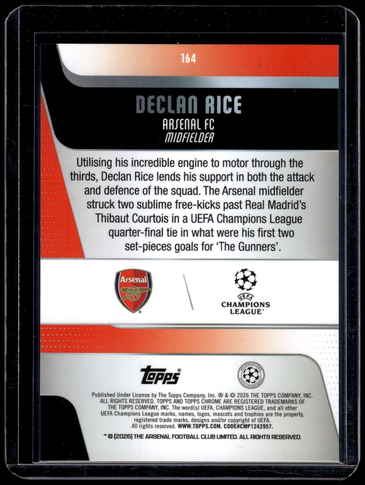 HL-P01 2025-26 Topps Chrome UEFA Champions League Declan Rice #164 Geometric