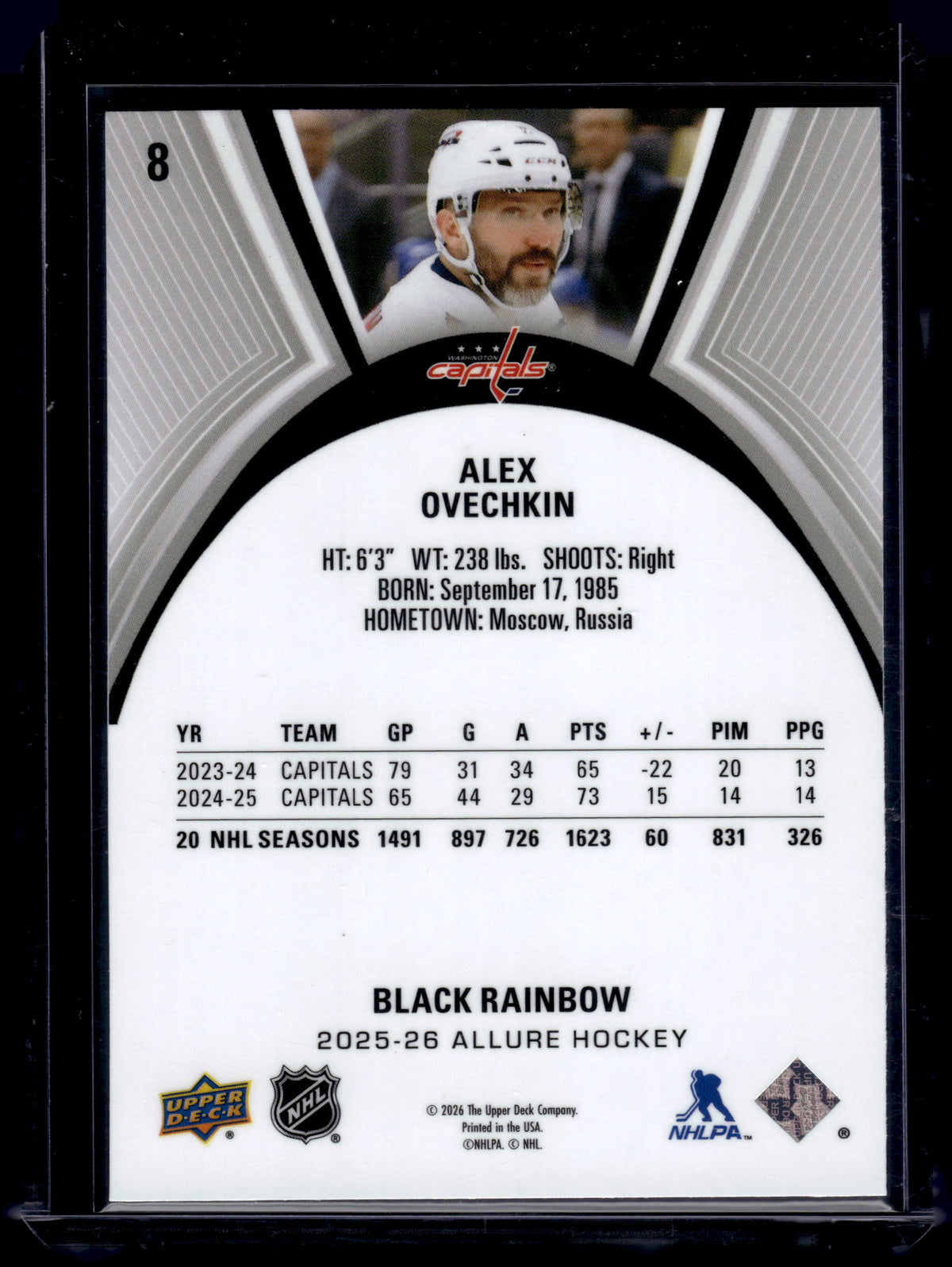 HL-P01 2026 Upper Deck Allure Alex Ovechkin #8 Black Rainbow