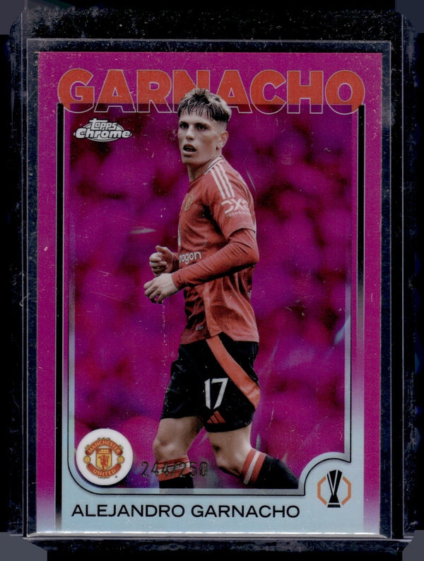 2025 Topps Chrome UEFA Alejandro Garnacho #147 Pink Refractor /250