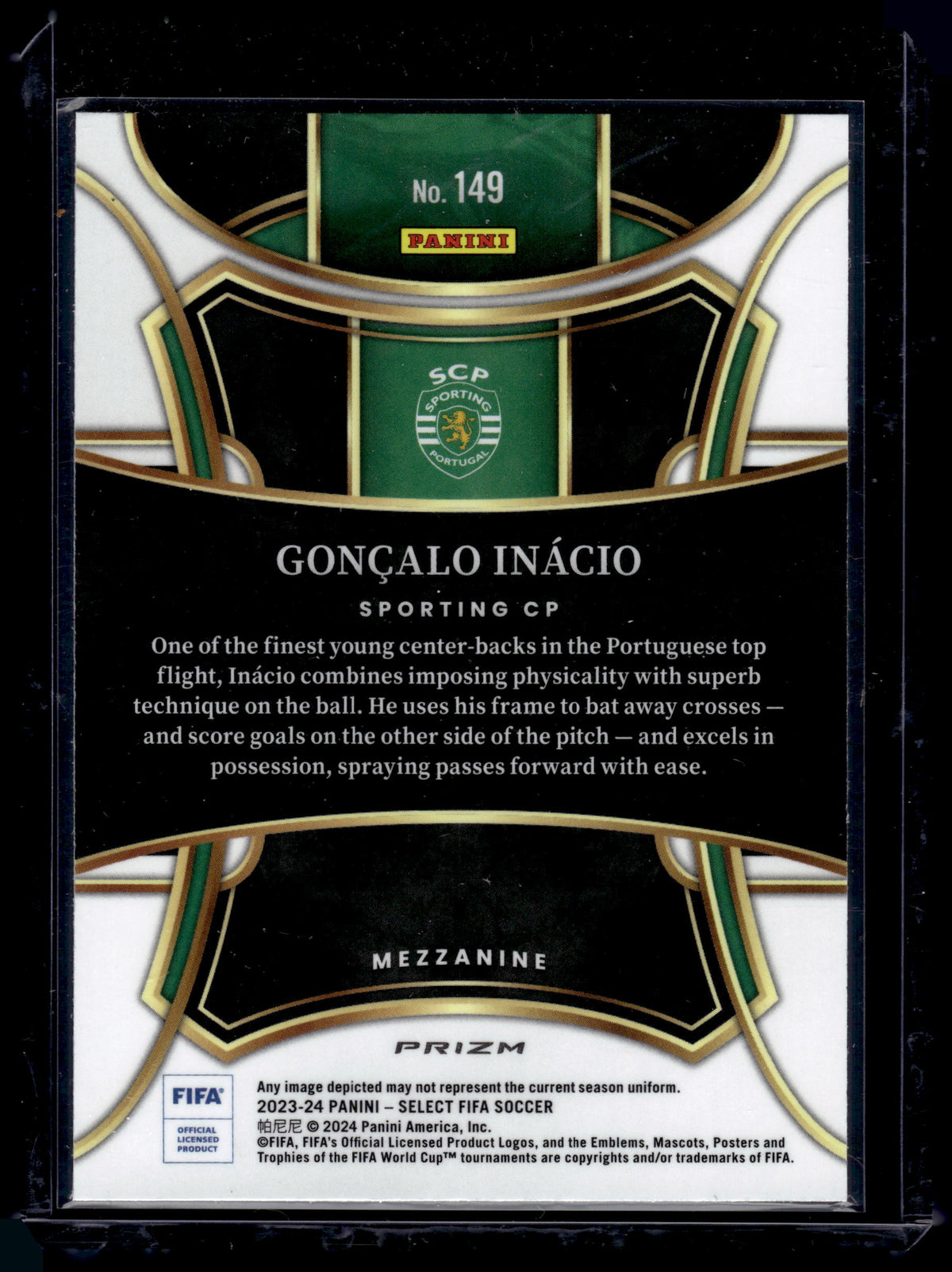 2024 Panini Select FIFA Mezzanine Goncalo Inacio #149 White Sparkle Prizm