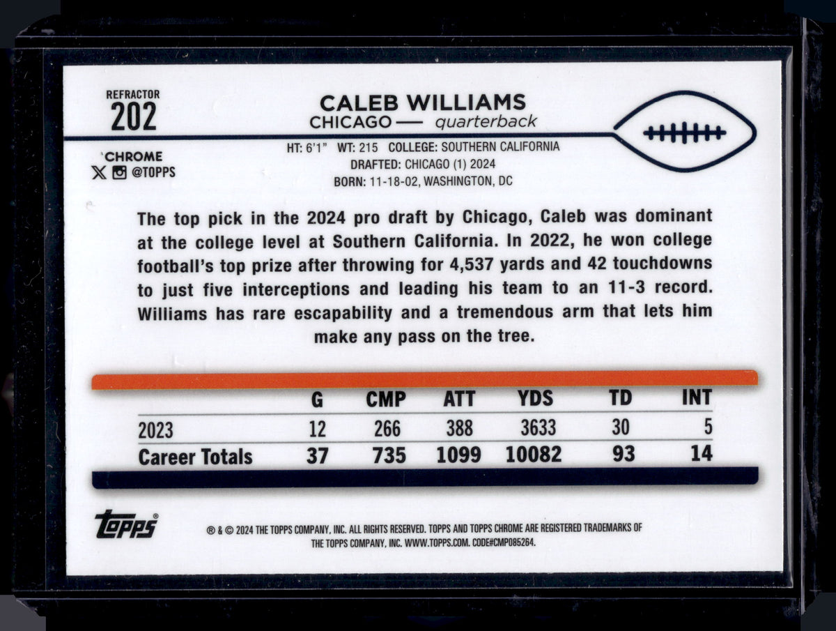 2024 Topps Chrome Caleb Williams #202 Refractor RC