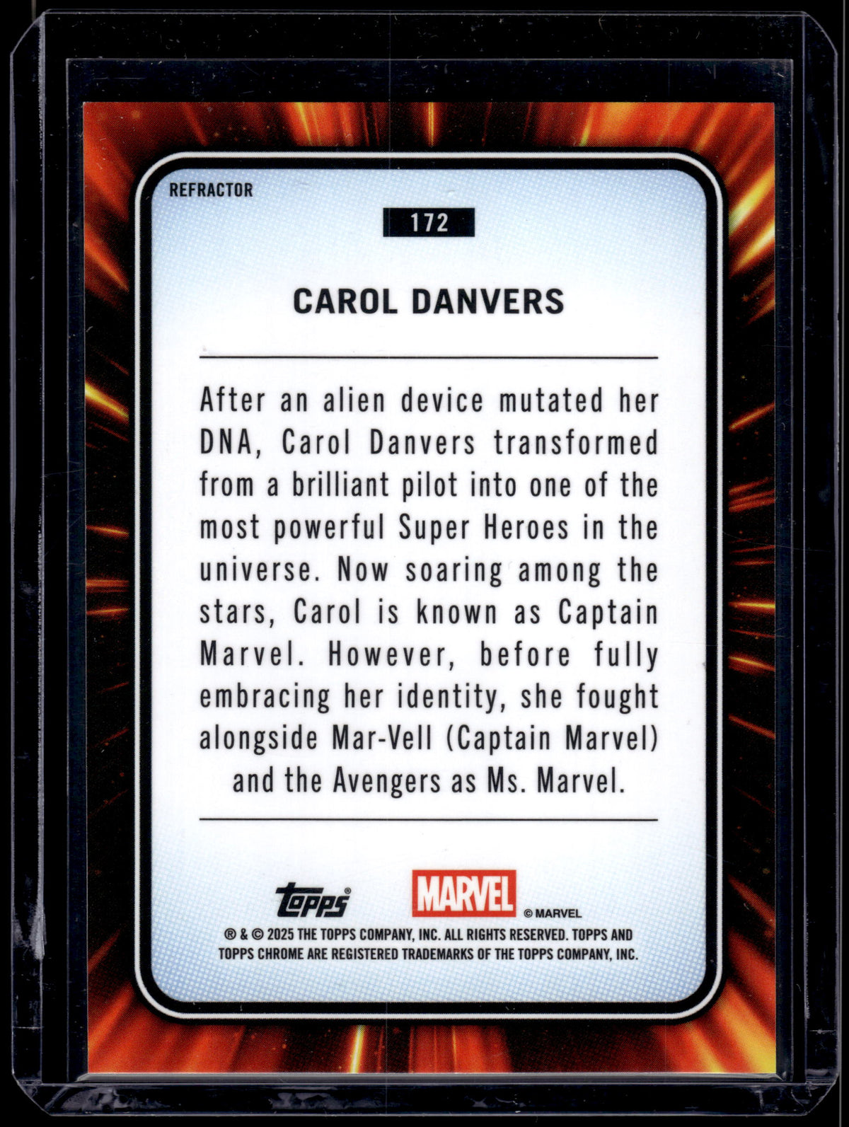 2025 Topps Chrome Anniversary Marvel Carol Danvers #172 Refractor