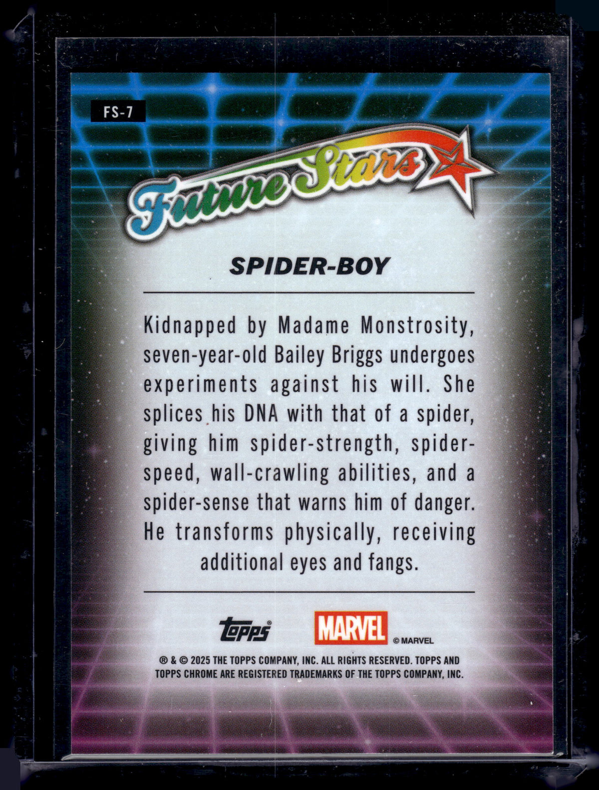 HL-P05 2025 Topps Chrome Marvel Future Stars Spider-Boy Insert #FS-7