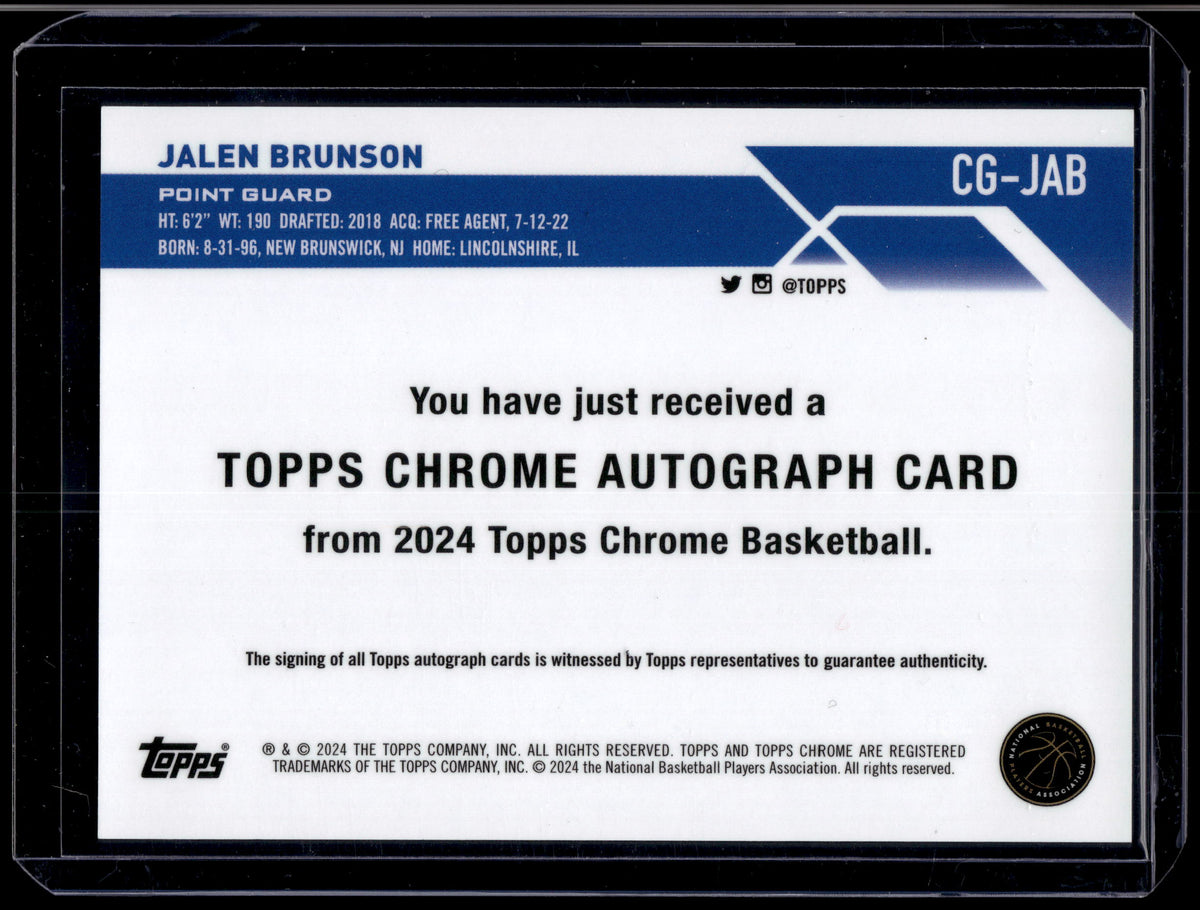 2023-24 Topps Chrome Jalen Brunson #CG-JAB Orange Geometric /25 Auto