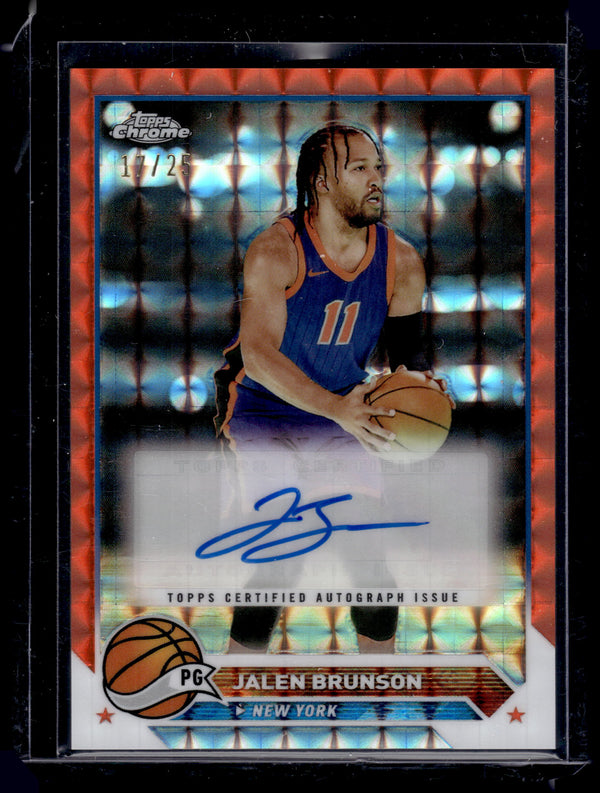 2023-24 Topps Chrome Jalen Brunson #CG-JAB Orange Geometric /25 Auto