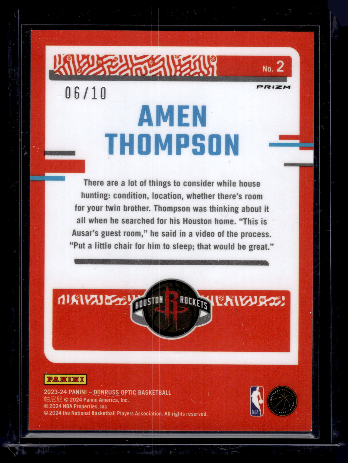 2023-24 Donruss Optic Amen Thompson The Rookies Gold Intl /10 #2 RC