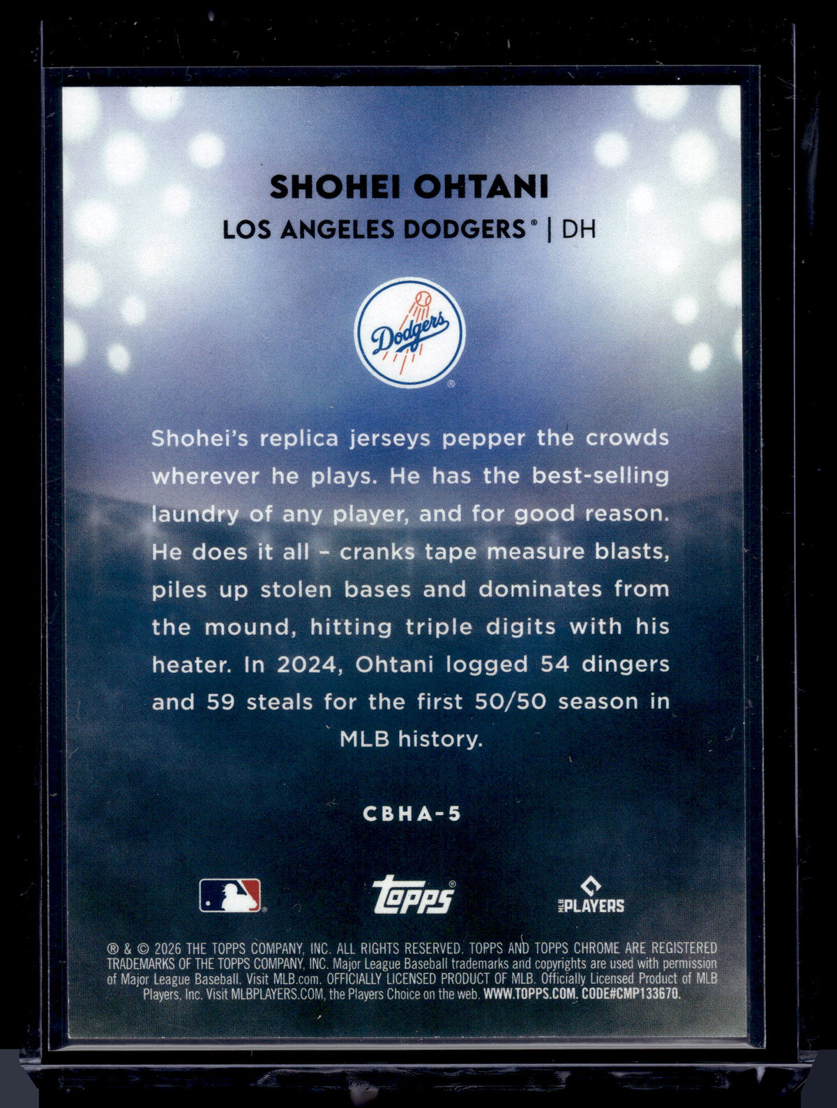 HL-VUBR 2026 Topps Chrome Black Home Field Advantage Shohei Ohtani #CBHA-5 /50