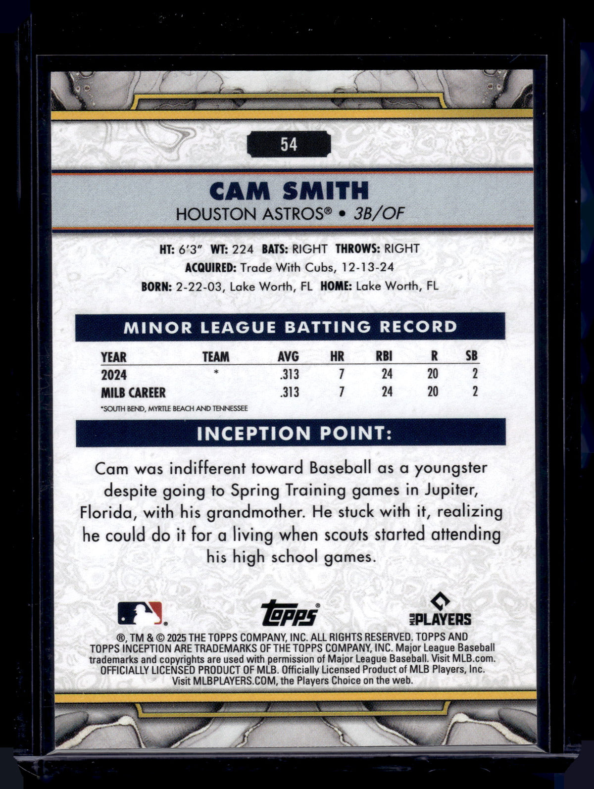 HL-INV 2025 Topps Inception Cam Smith #54 /99