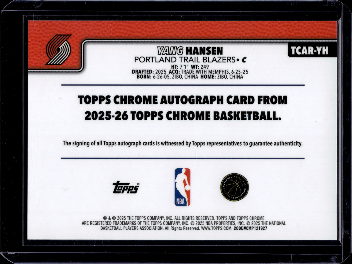 HL-P03 2025 Topps Chrome Yang Hansen #TCAR-YH Gold /50 Auto RC
