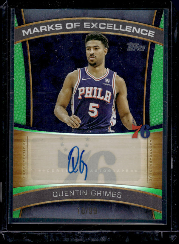 2025 Topps Marks of Excellence Quentin Grimes #ME-QG Green /99 Auto