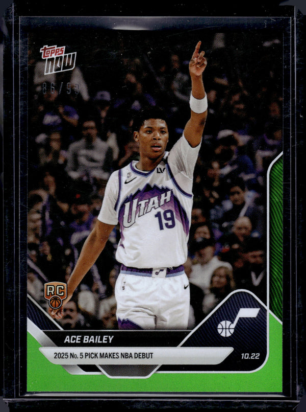 2025 Topps Now Ace Bailey #9 Green /99 RC