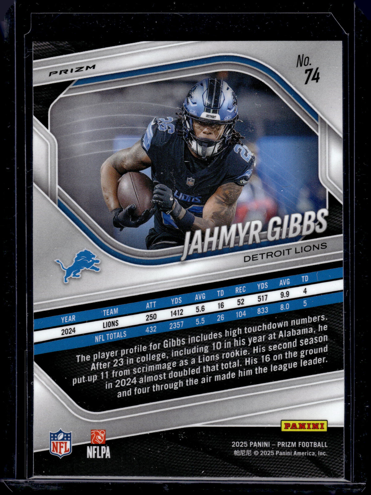 HL-P03 2025 Panini Prizm Football Jahmyr Gibbs #74 Press Proof