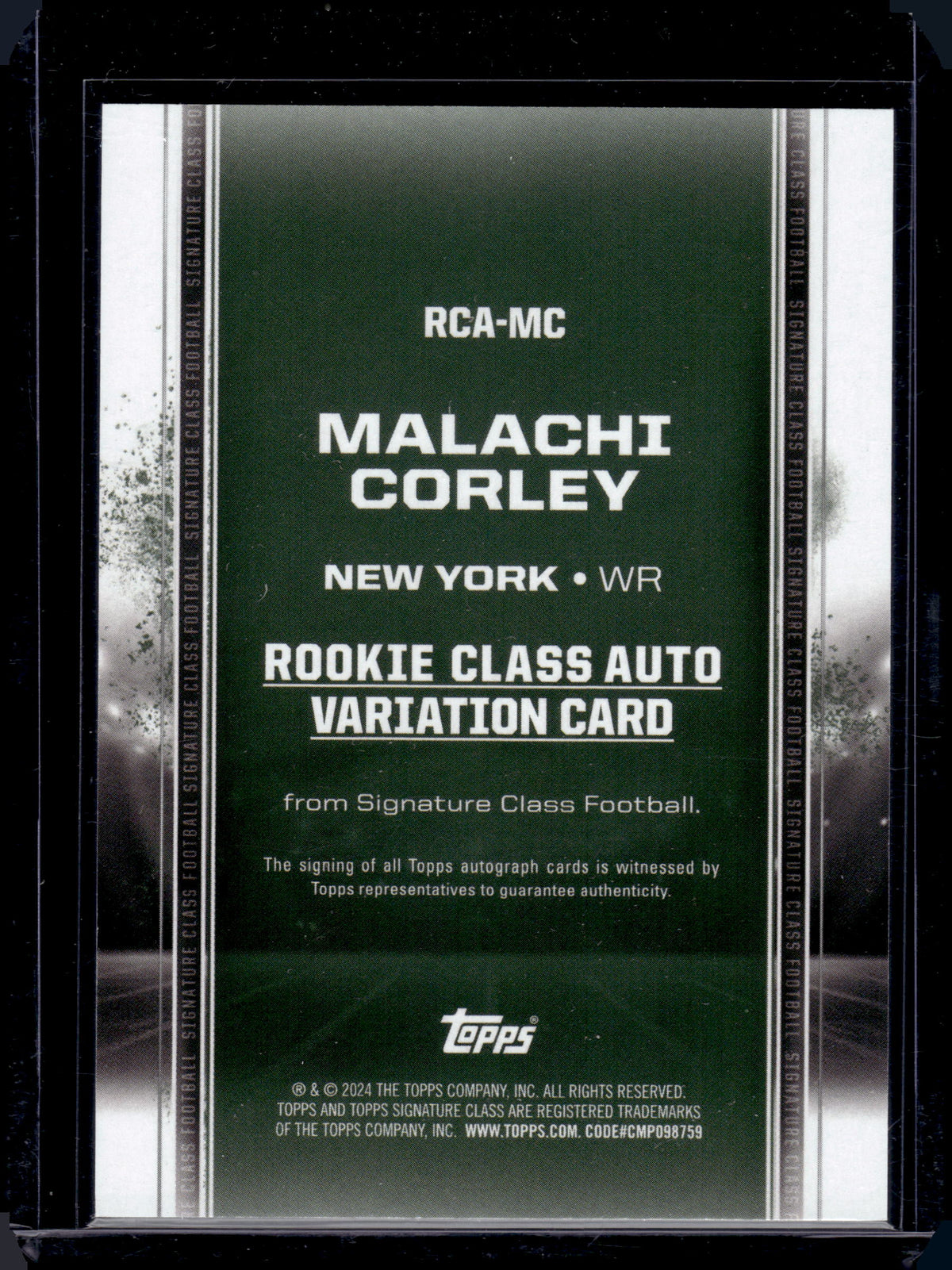 HL-P03 2024 Topps Signature Class Football Malachi Corley #RCA-MC Auto