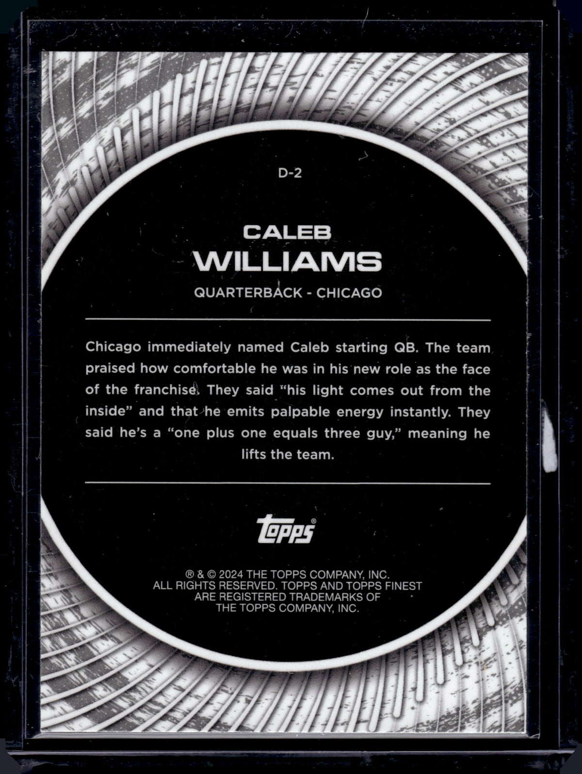 HL-P05 2024 Topps Finest Debuts Caleb Williams #D-2 Refractor RC