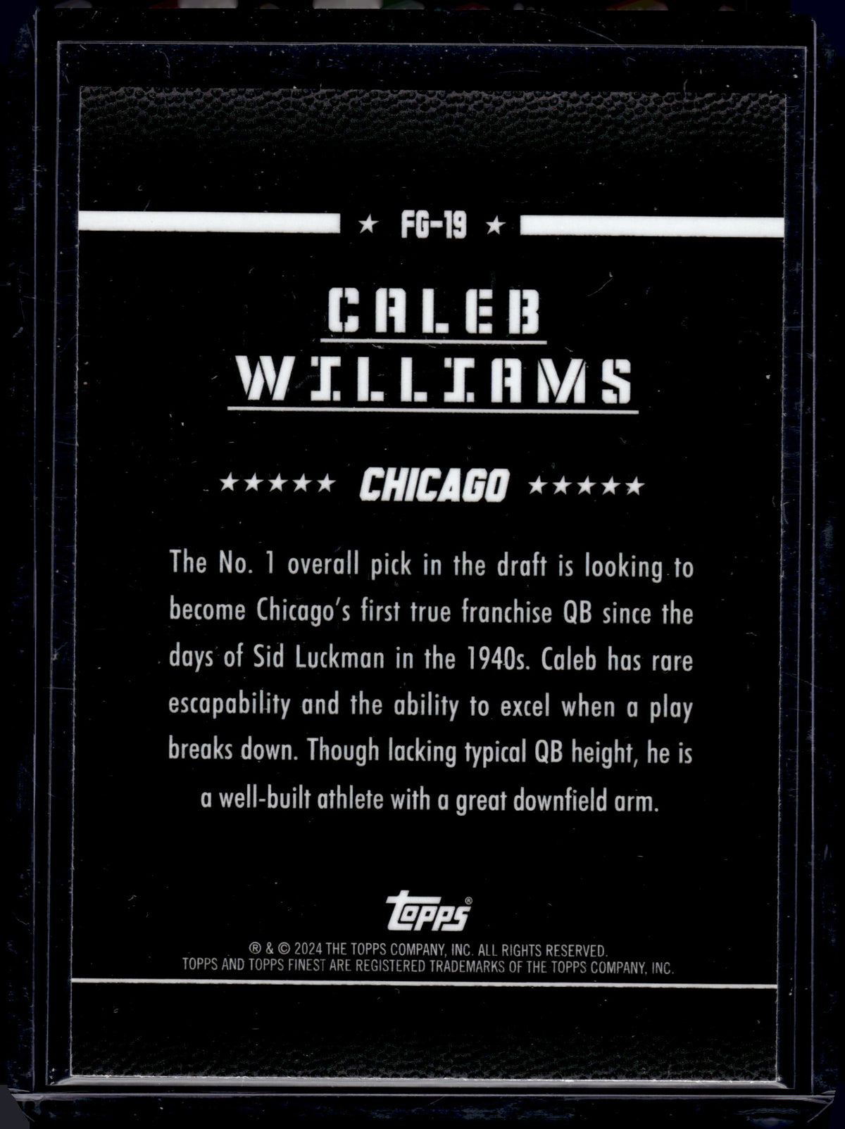 HL-P05 2024 Topps Finest Field Generals Caleb Williams #FG-19 RC