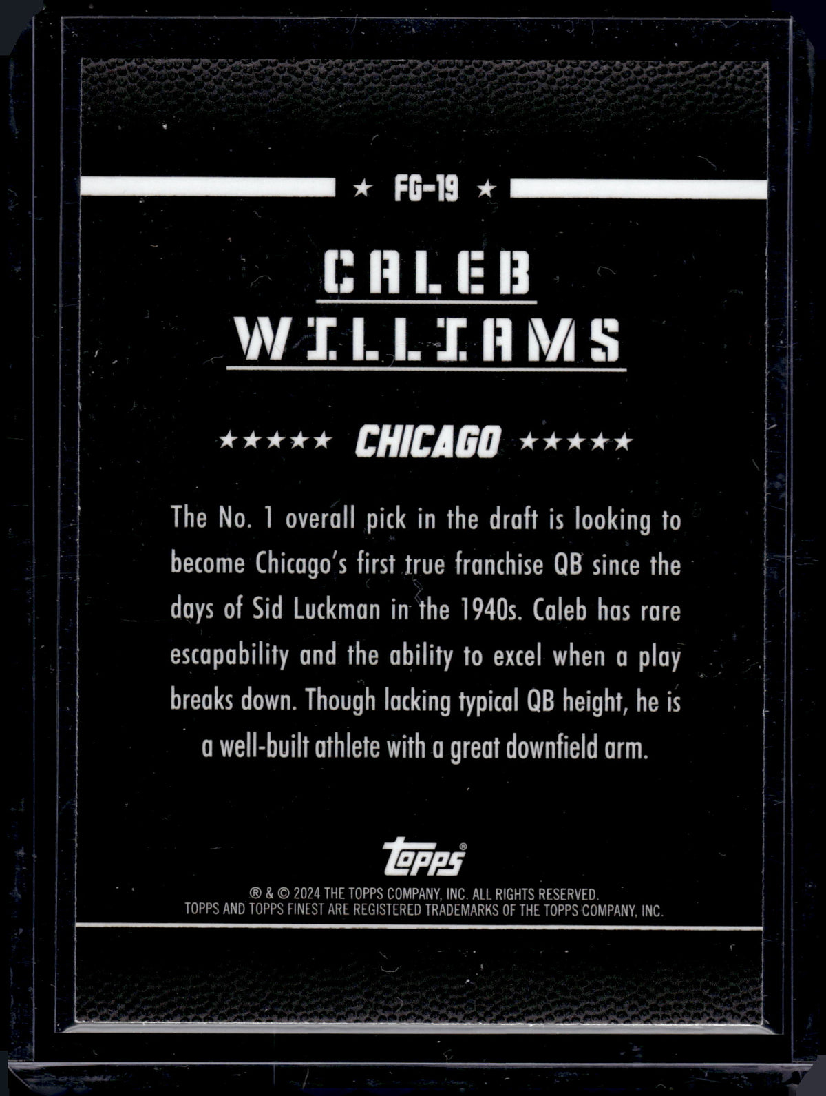 HL-P05 2024 Topps Finest Field Generals Caleb Williams #FG-19 RC
