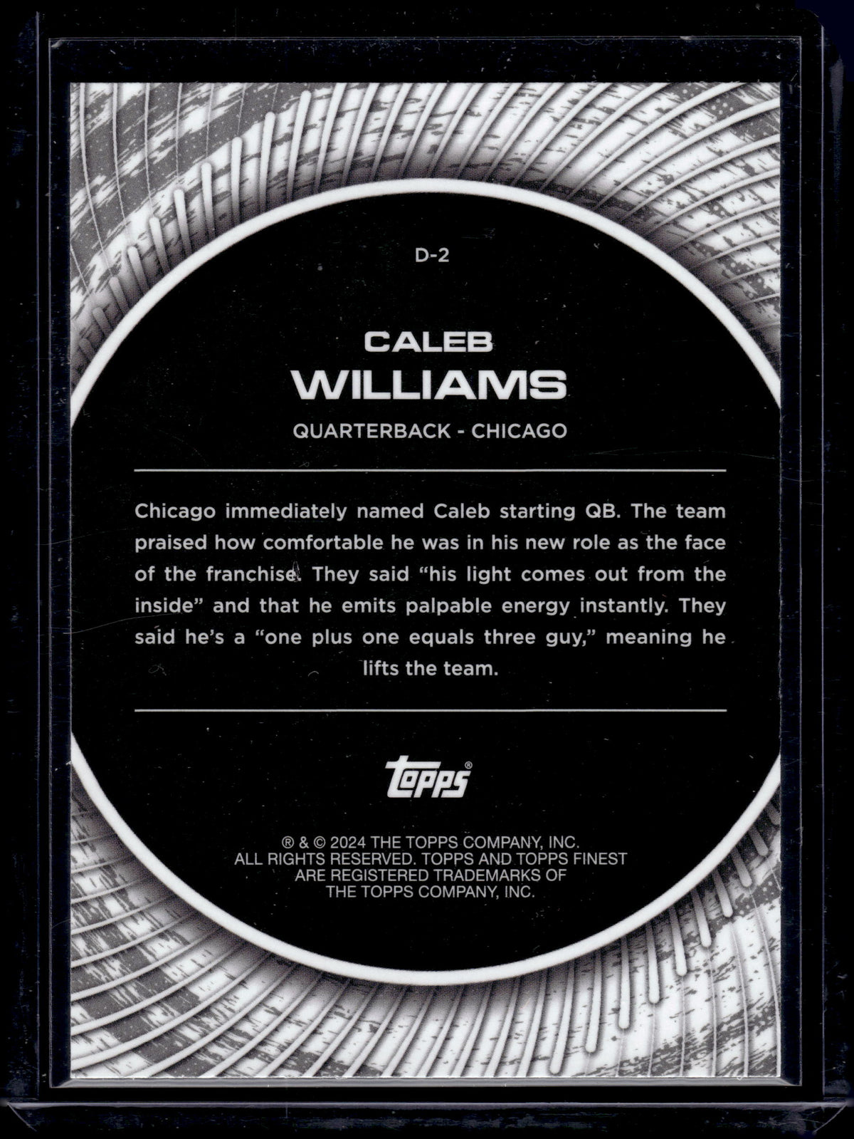 HL-P05 2024 Topps Finest Debuts Caleb Williams #D-2 Refractor RC